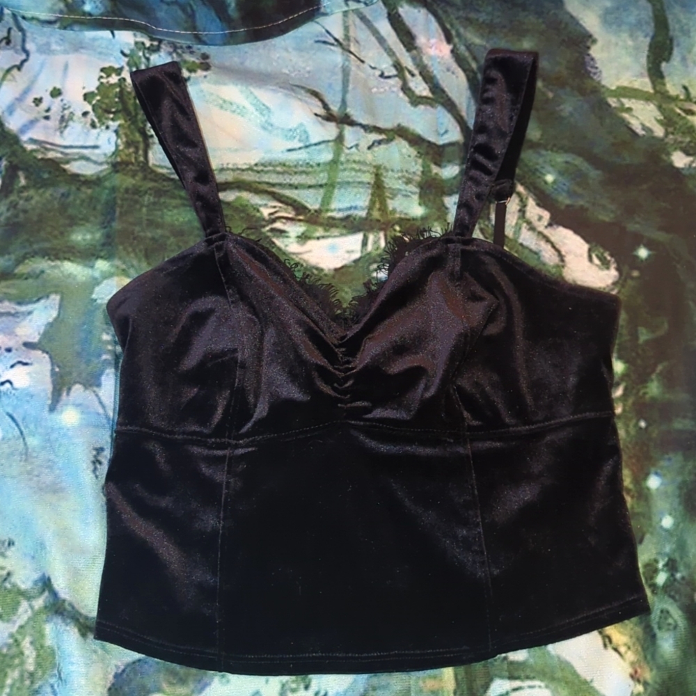 Black velvet (velour) tank top